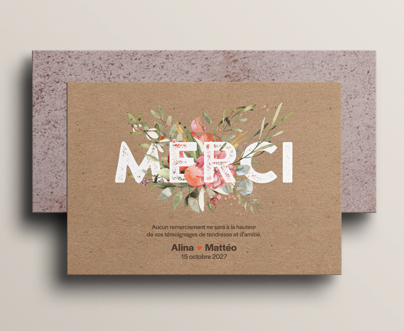 Sticker Mariage Merci Fleurie - Popcarte