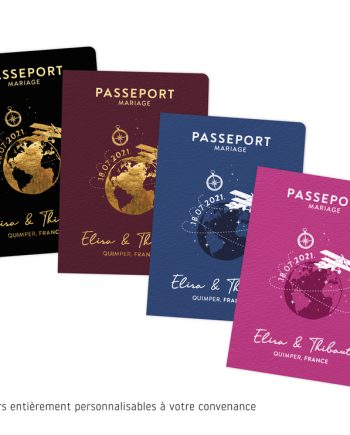 Faire-part Passeport Mariage, thème Voyage. Collection Globetrotter – La Crafterie