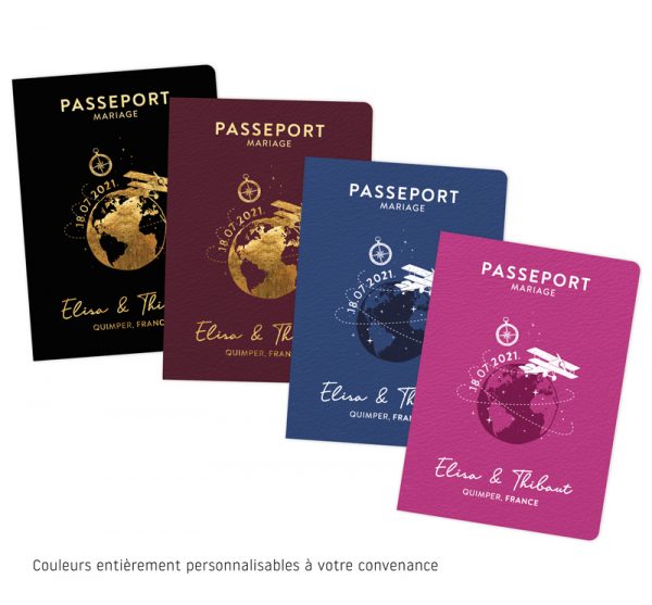 Faire-part Passeport Mariage, thème Voyage. Collection Globetrotter - La Crafterie