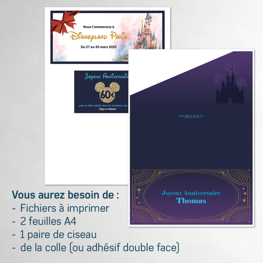 Carte Cadeau Disneyland à imprimer - Canva