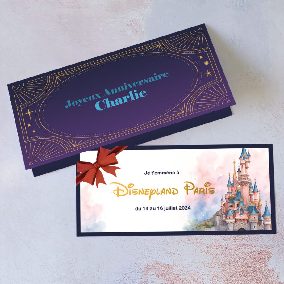 Carte Cadeau Disneyland à imprimer - Canva