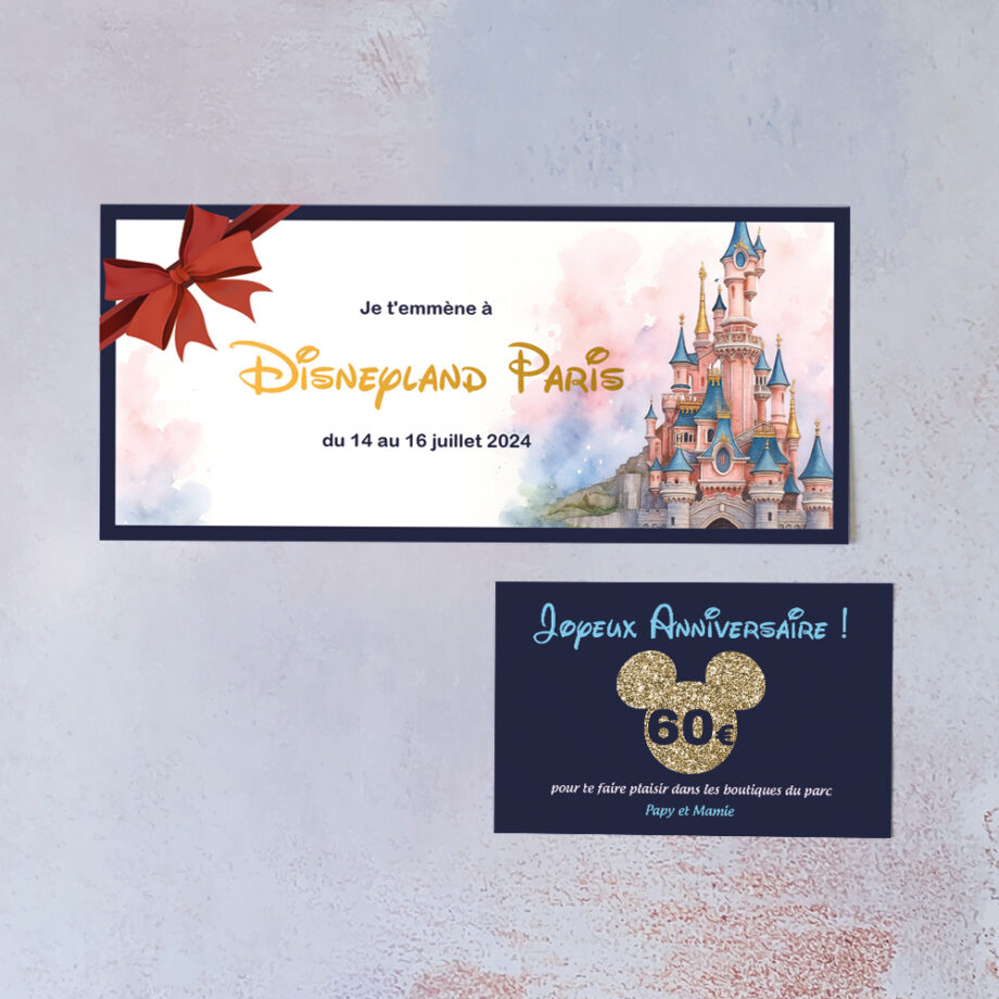 Carte Cadeau Disneyland à imprimer - Canva