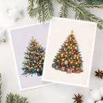 Lot 6 cartes de Noël * Sapins de Noël