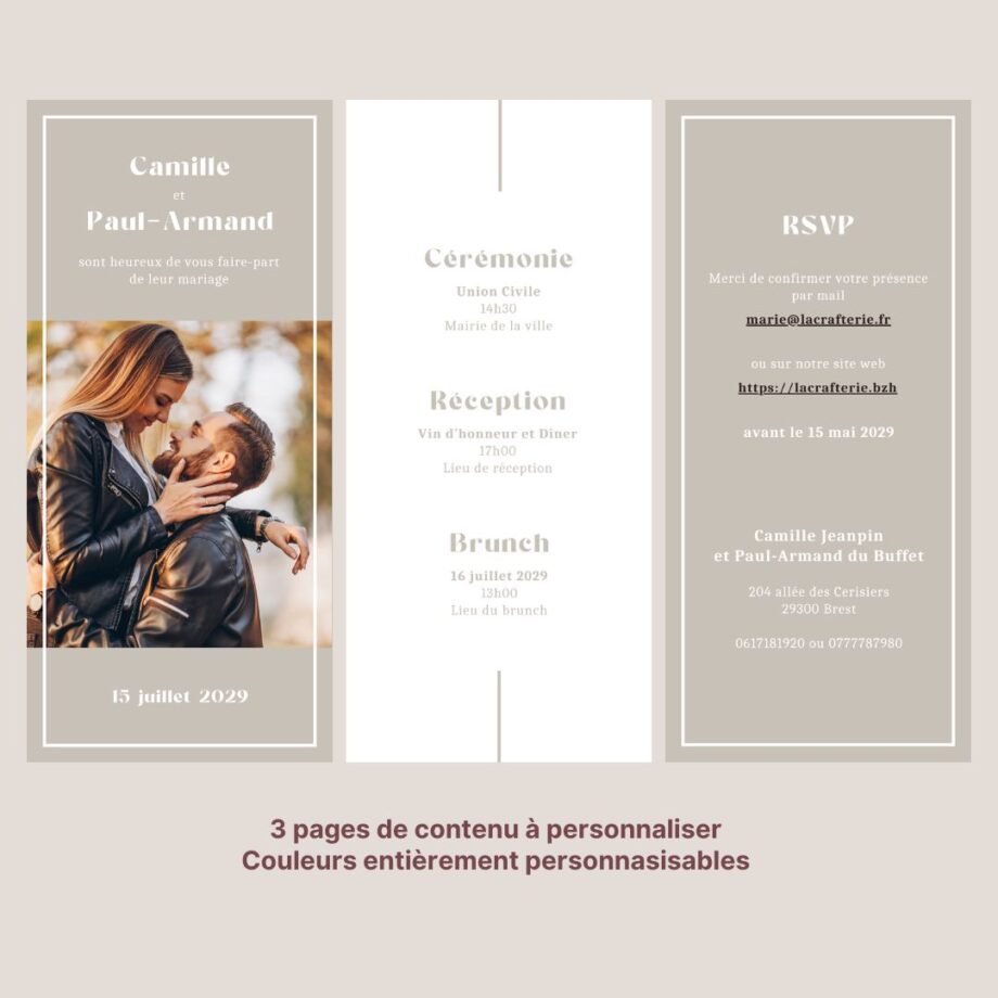 Faire-part mariage virtuel Minimaliste PDF à scroller