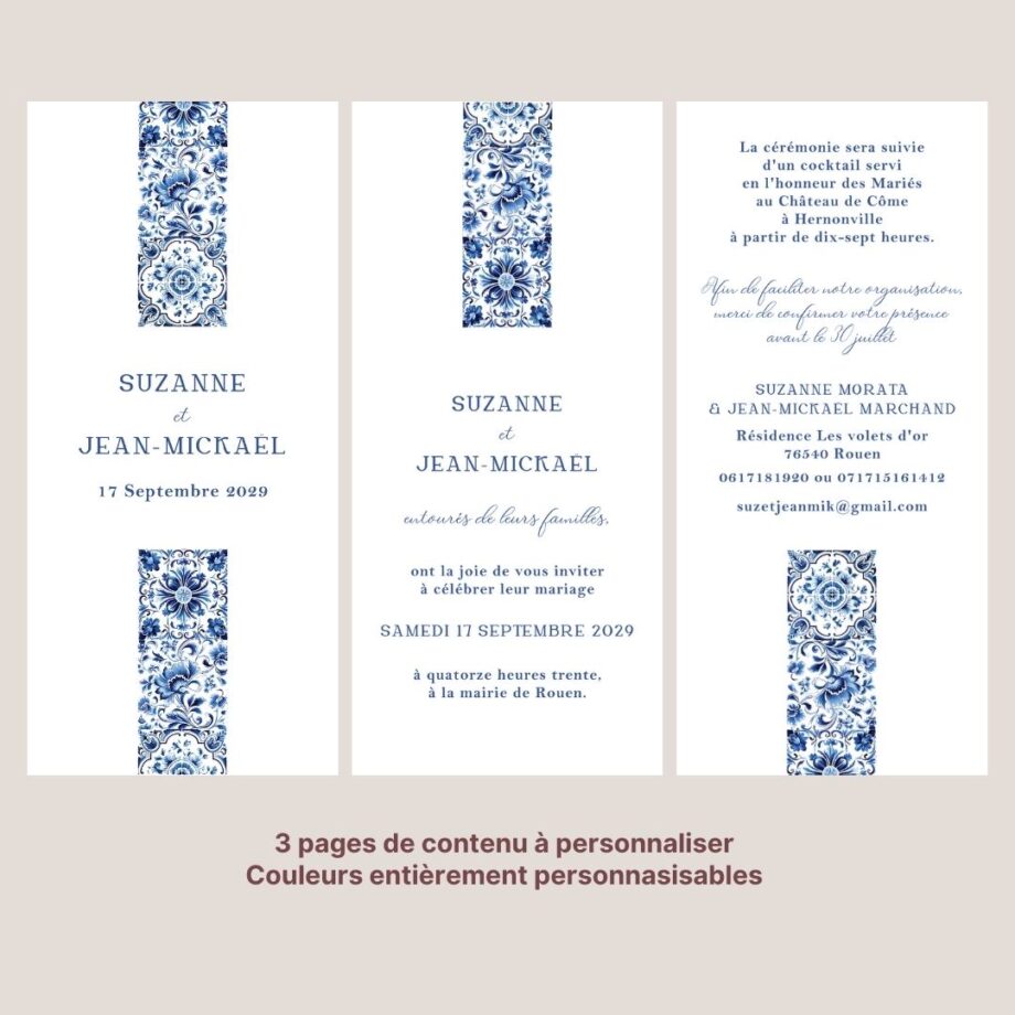 Faire-part mariage virtuel Azulejos PDF à scroller