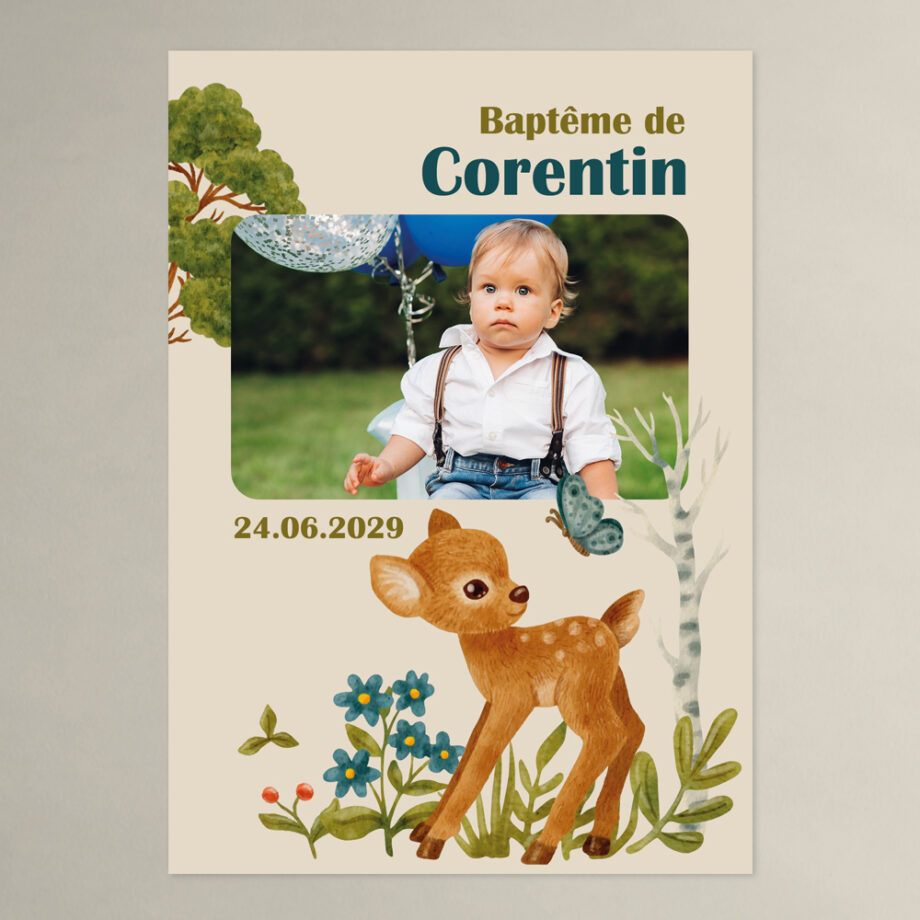 Invitation baptême Petit Faon