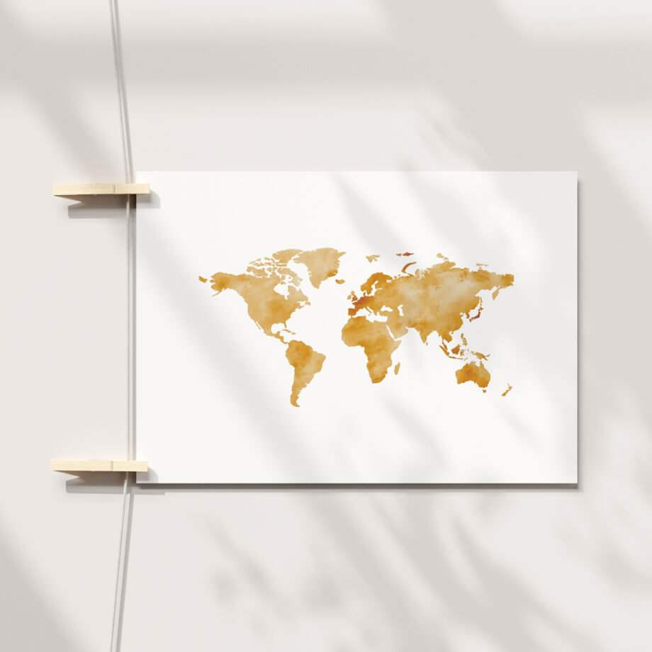 Affiche à empreintes Carte du monde Aquarelle