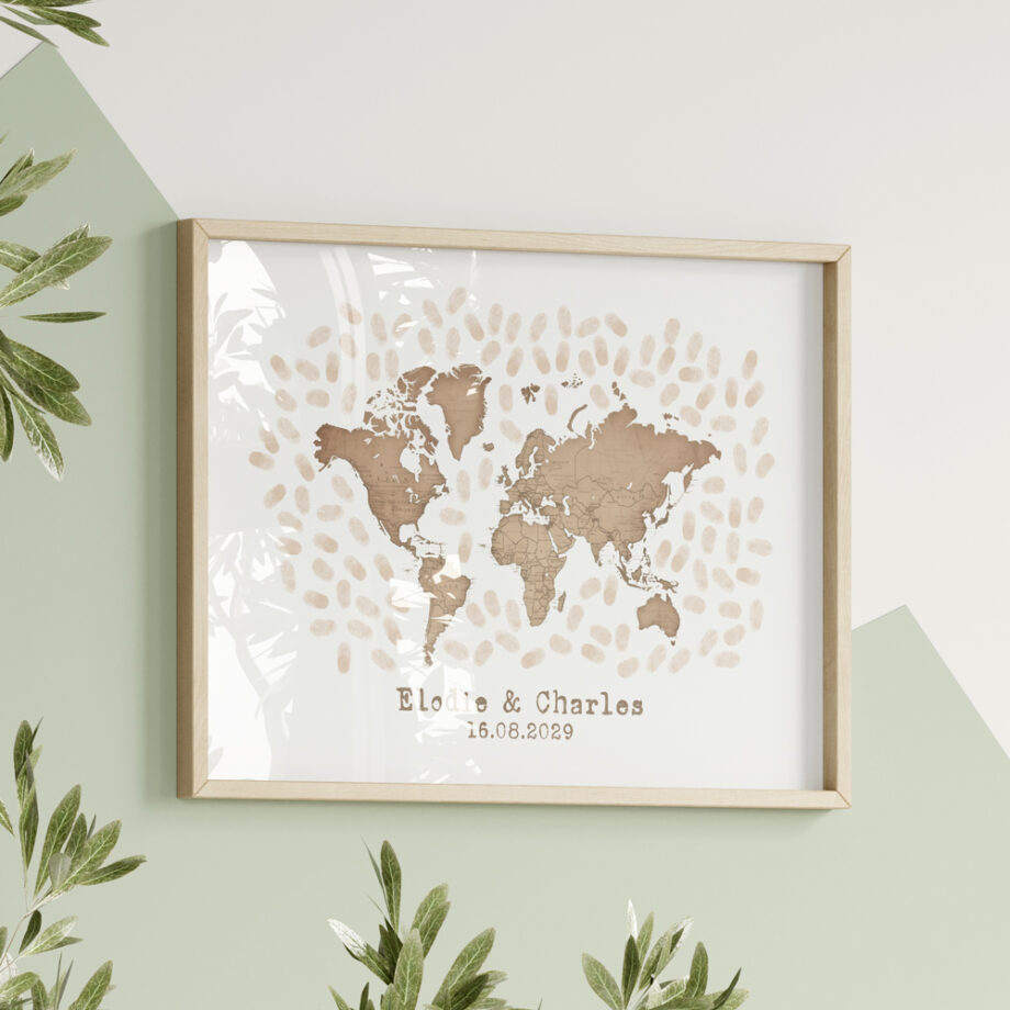 Affiche à empreintes Carte du Monde Vintage