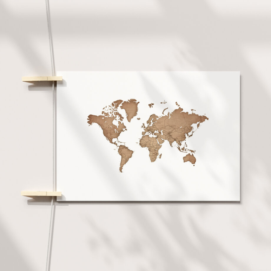 Affiche à empreintes Carte du Monde Vintage