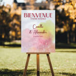 Panneau Bienvenue Mariage Pastel & Fleurs